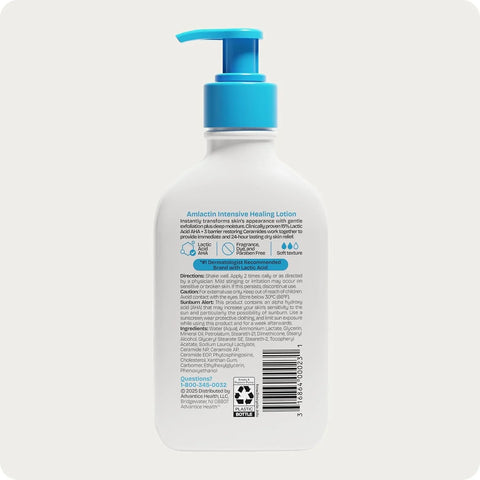 AmLactin Intensive Healing Body Lotion - Therapeutic Lotion for Extremely Dry Skin - No-Scrub Exfoliator and Moisturizer with 15% Lactic Acid AHA and Ceramides, 7.9 oz (Packaging May Vary)