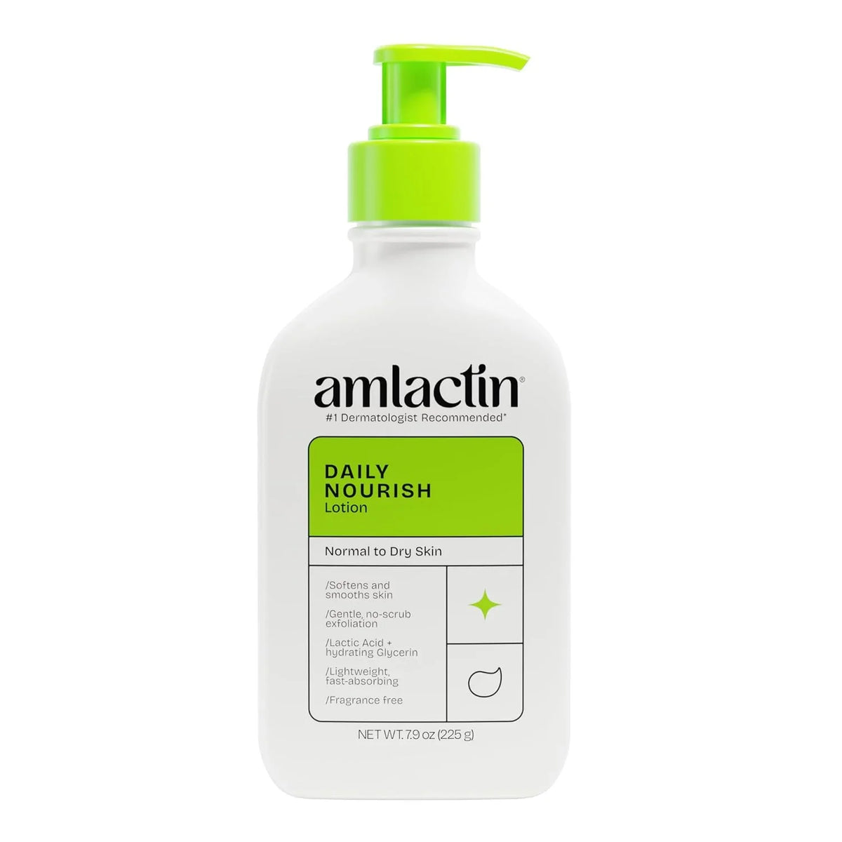 AmLactin Daily Nourish Therapeutic Body Lotion for Dry Skin - No-Scrub Exfoliator and Moisturizer - AmLactin 12% Lactic Acid Lotion, 7.9 oz (Packaging May Vary)